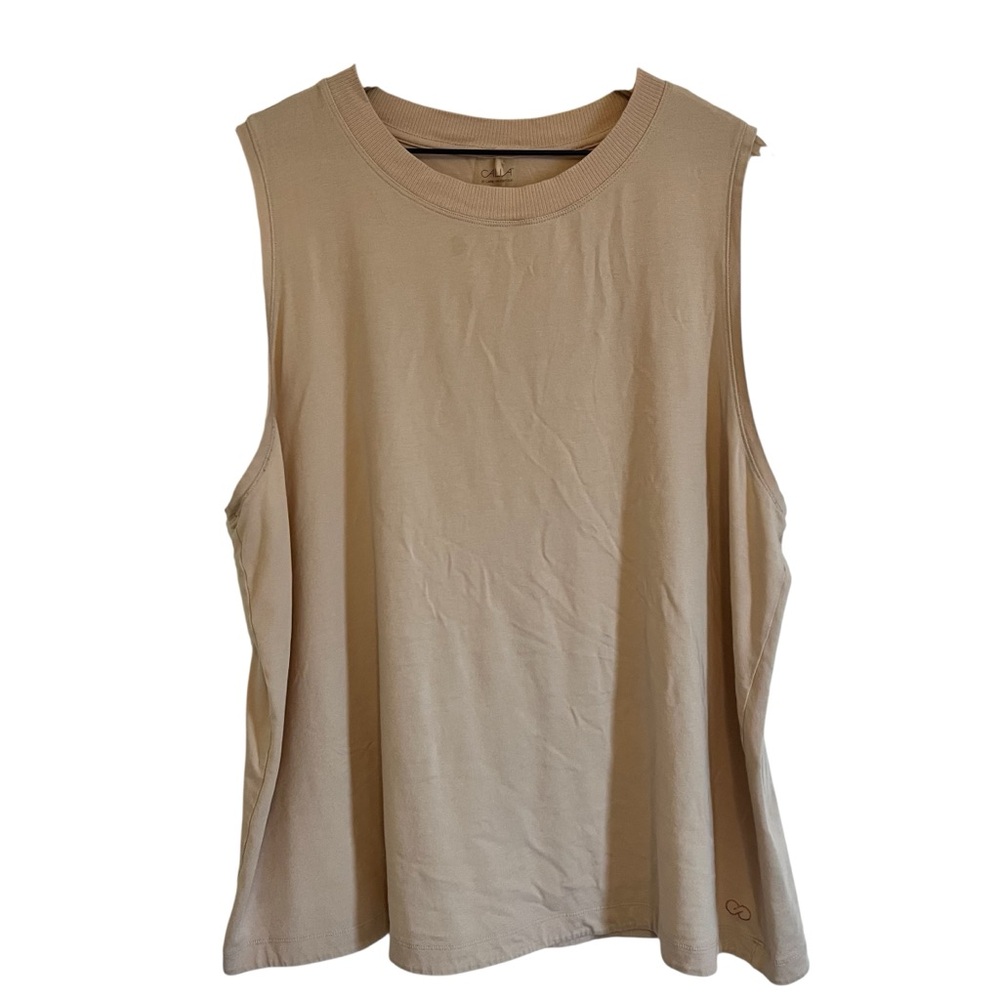 Calia Sleeveless Performance Tan Beige Stretch Everyday Boyfriend Tank Top - XXL